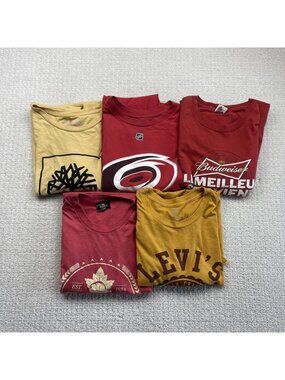 Bundle Lot x 5 Y2K T-shirt Men Sz XL Beer Graphic Tee, NHL, Levi's Timberland